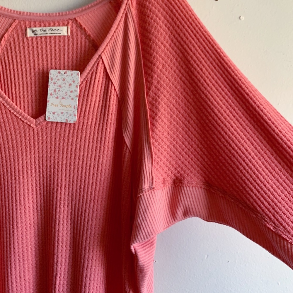 Free People Pink Oversized Top Long Sleeve Small - Picture 5 of 8